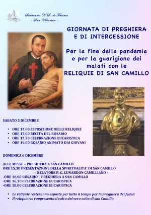 PREGHIERA DI INTERCESSIONE CON LE RELIQUIE DI SAN CAMILLO - PROGRAMMA