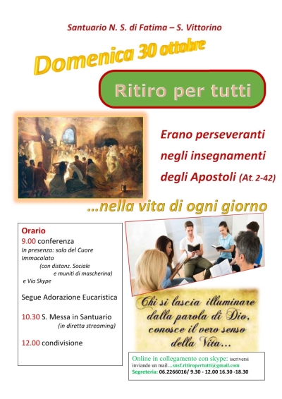 Ritiro per tutti - Erano perseveranti negli insegnamenti degli Apostoli.. nella vita di ogni giorno!