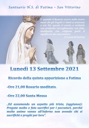 13 Settembre - ricordo della quinta apparizione a Fatima